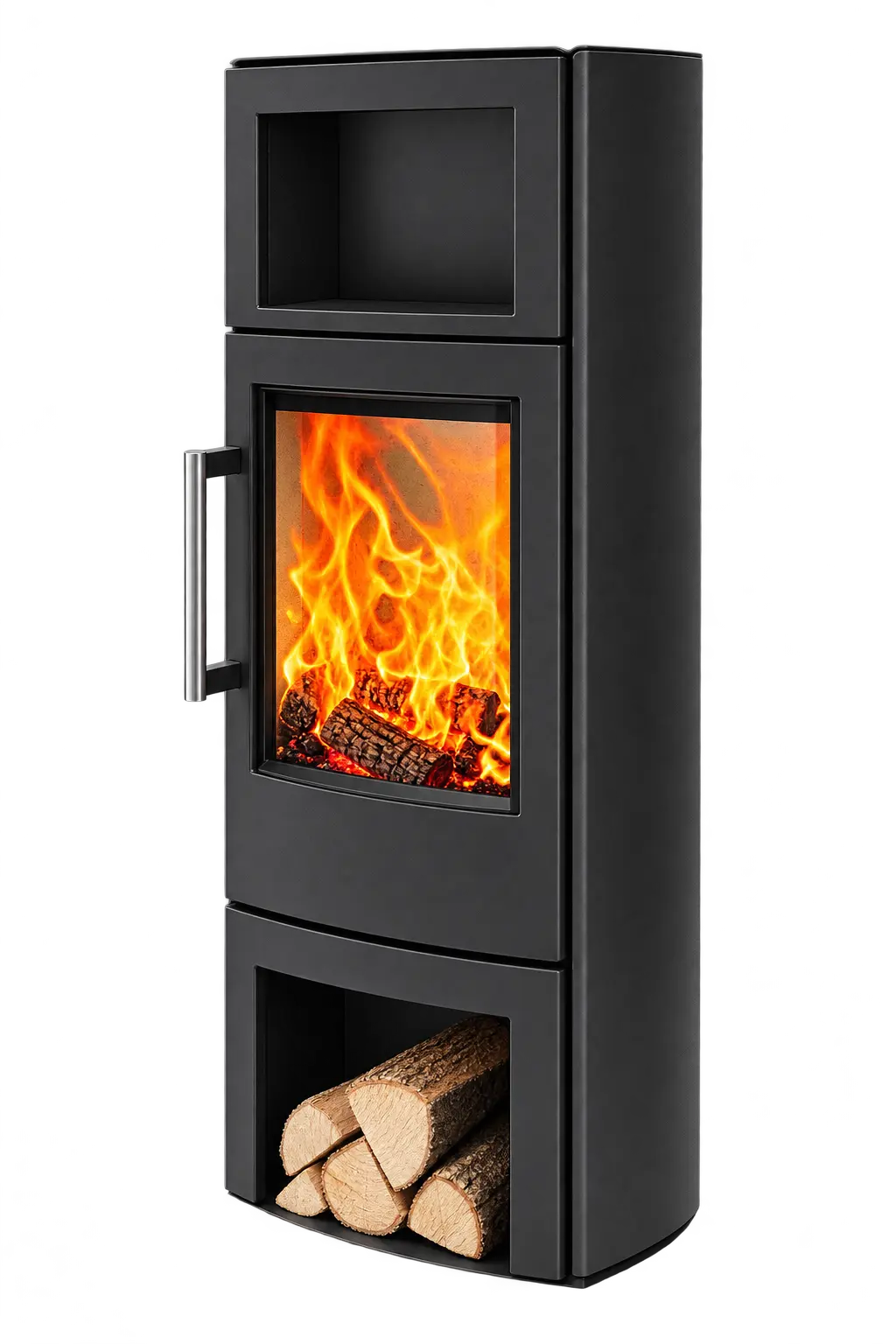 WIKING Miro 6 Kaminofen mit offenem Warmhaltefach und Holzlagerfach